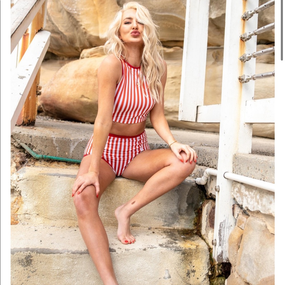 Bombshell Rust &White Striped 2 Piece
